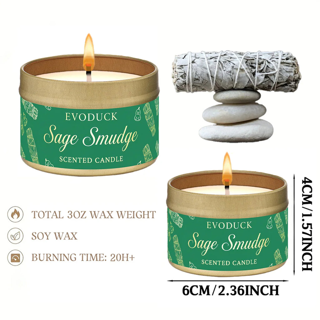 Sage & Palo Santo Smudge Candle — Energy Cleansing & Meditation