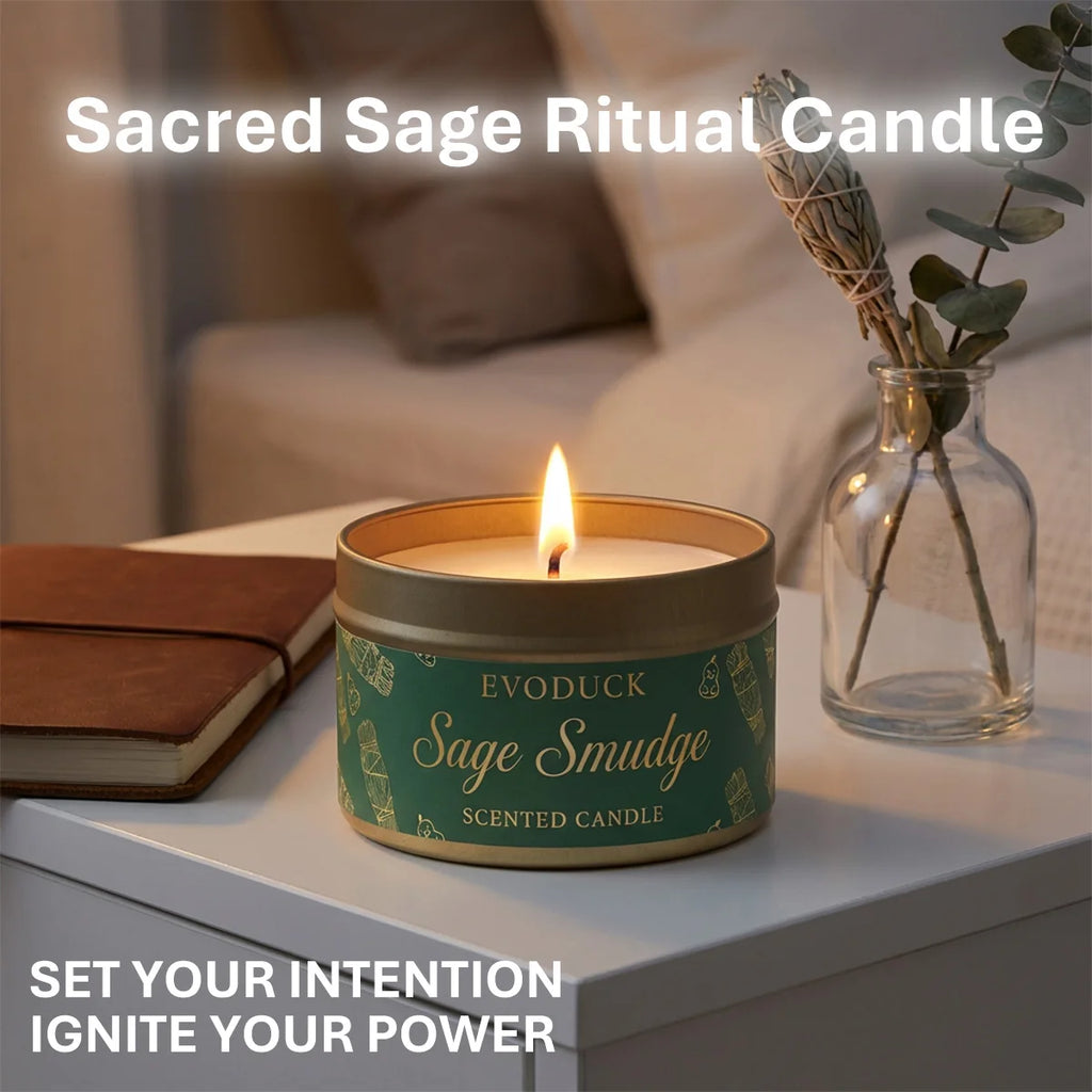 Sage & Palo Santo Smudge Candle — Energy Cleansing & Meditation