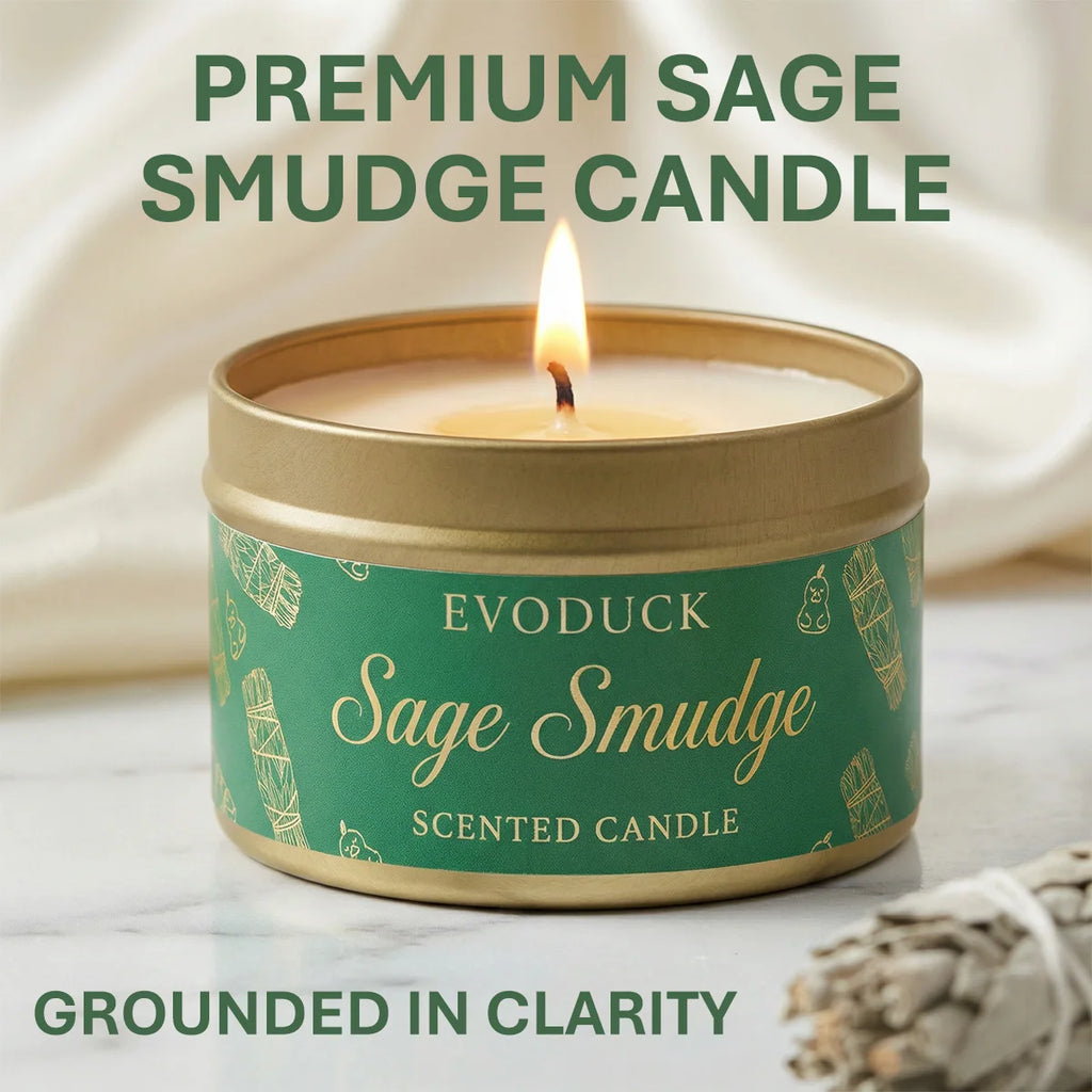 Sage & Palo Santo Smudge Candle — Energy Cleansing & Meditation
