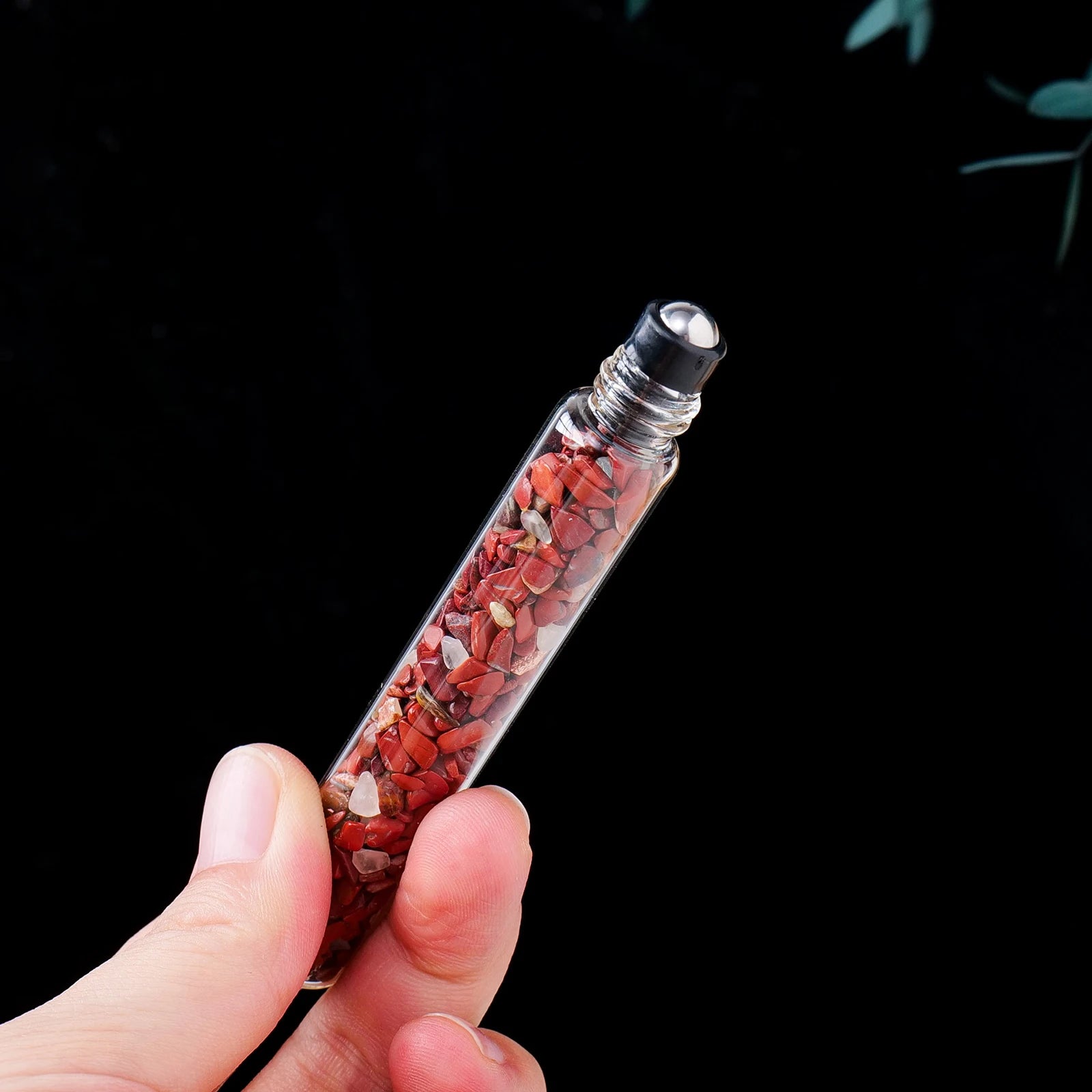 Crystal Infused Perfume Bottle — Natural Healing Stone Essential Oil Roller