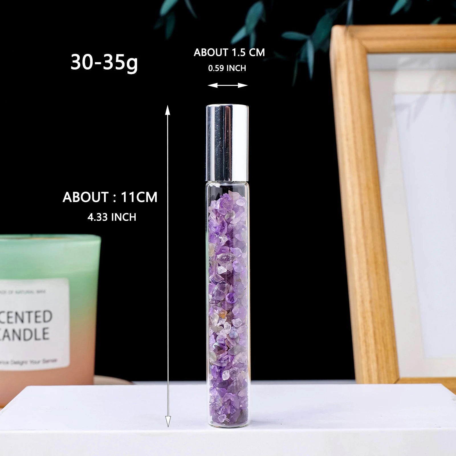 Crystal Infused Perfume Bottle — Natural Healing Stone Essential Oil Roller