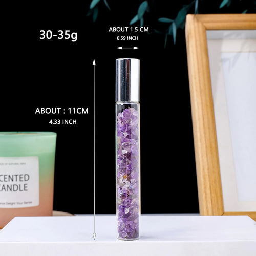 Crystal Infused Perfume Bottle — Natural Healing Stone Essential Oil Roller