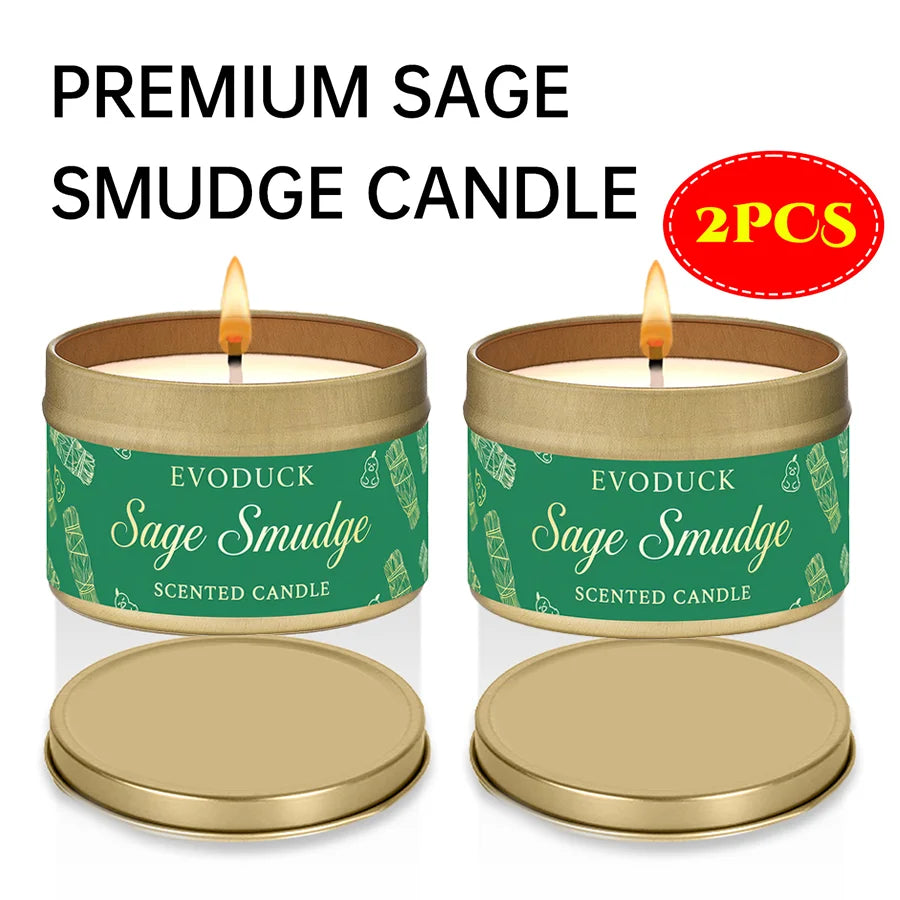 Sage & Palo Santo Smudge Candle — Energy Cleansing & Meditation