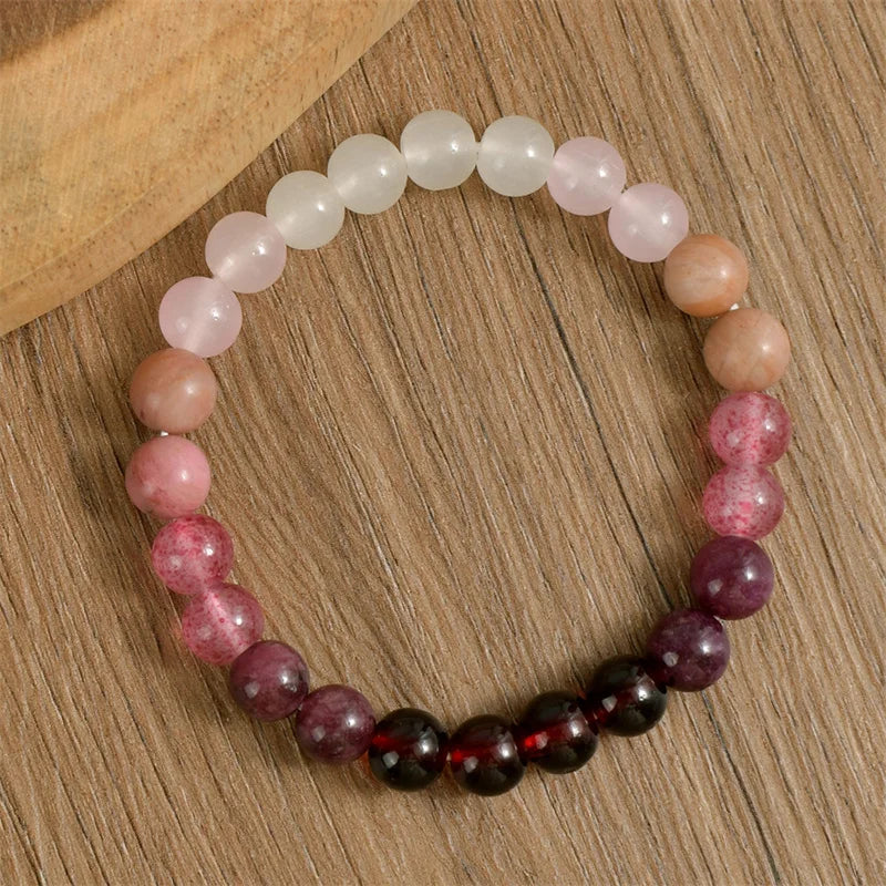 pink Amethyst Bracelet cubic self love braclet couple love gifts beautiful jewelry real natural stone beaded bangles handmade