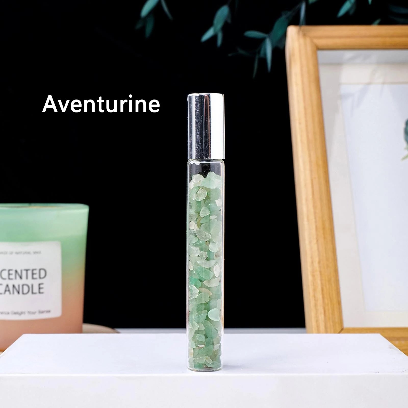 Crystal Infused Perfume Bottle — Natural Healing Stone Essential Oil Roller