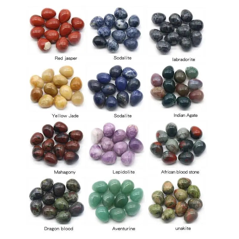 Mini Crystal Egg Set — 20 Polished Tumbled Healing Stones
