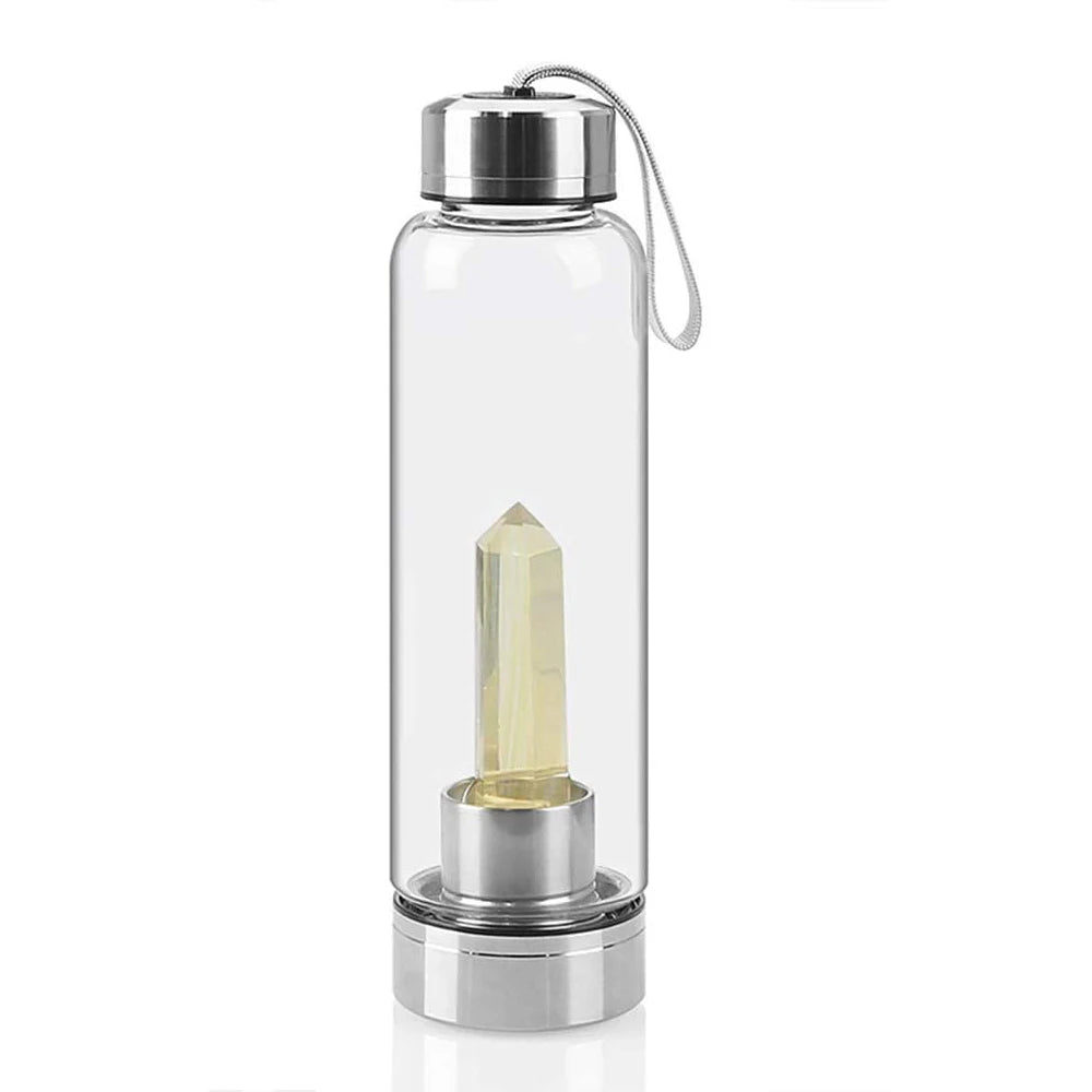 Rose Quartz Crystal Water Bottle — Love & Heart Healing Energy