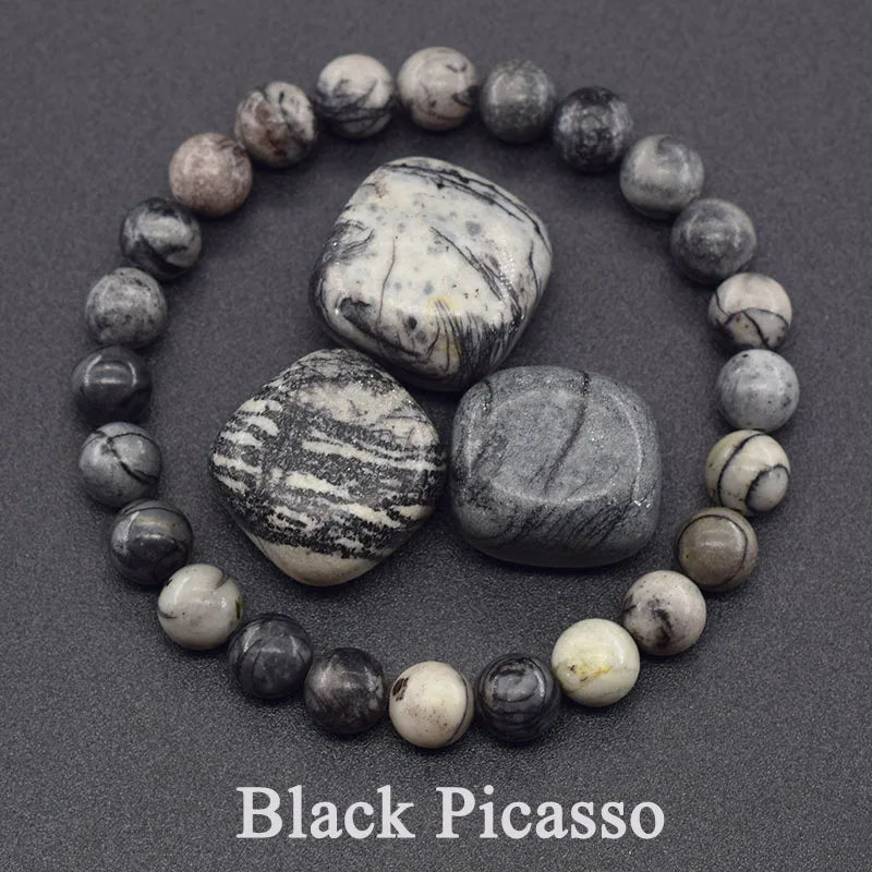 Reiki Crystal Beads Bracelet — Lapis Lazuli, Amethyst & Tiger Eye