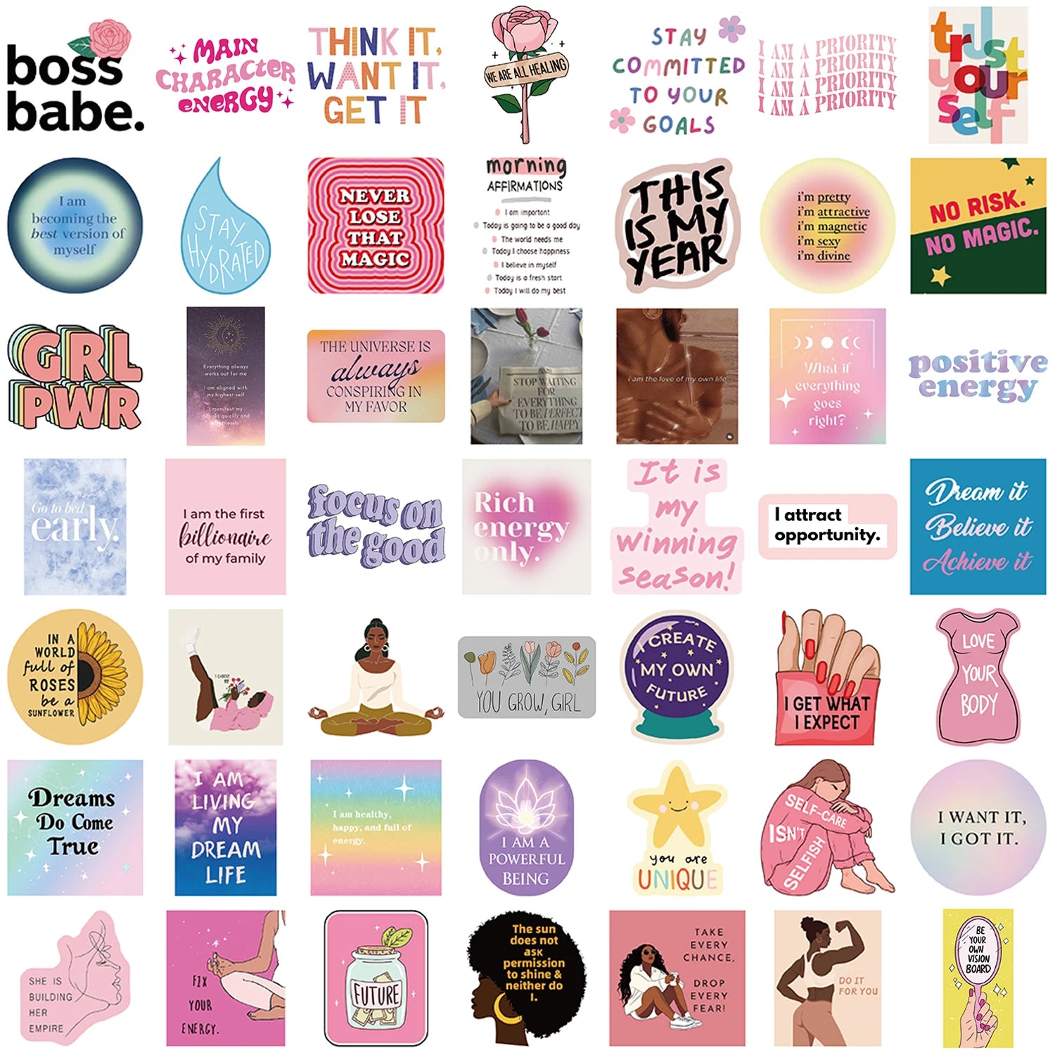 Vision Board Manifestation Sticker Kit — 52 Motivational Decals