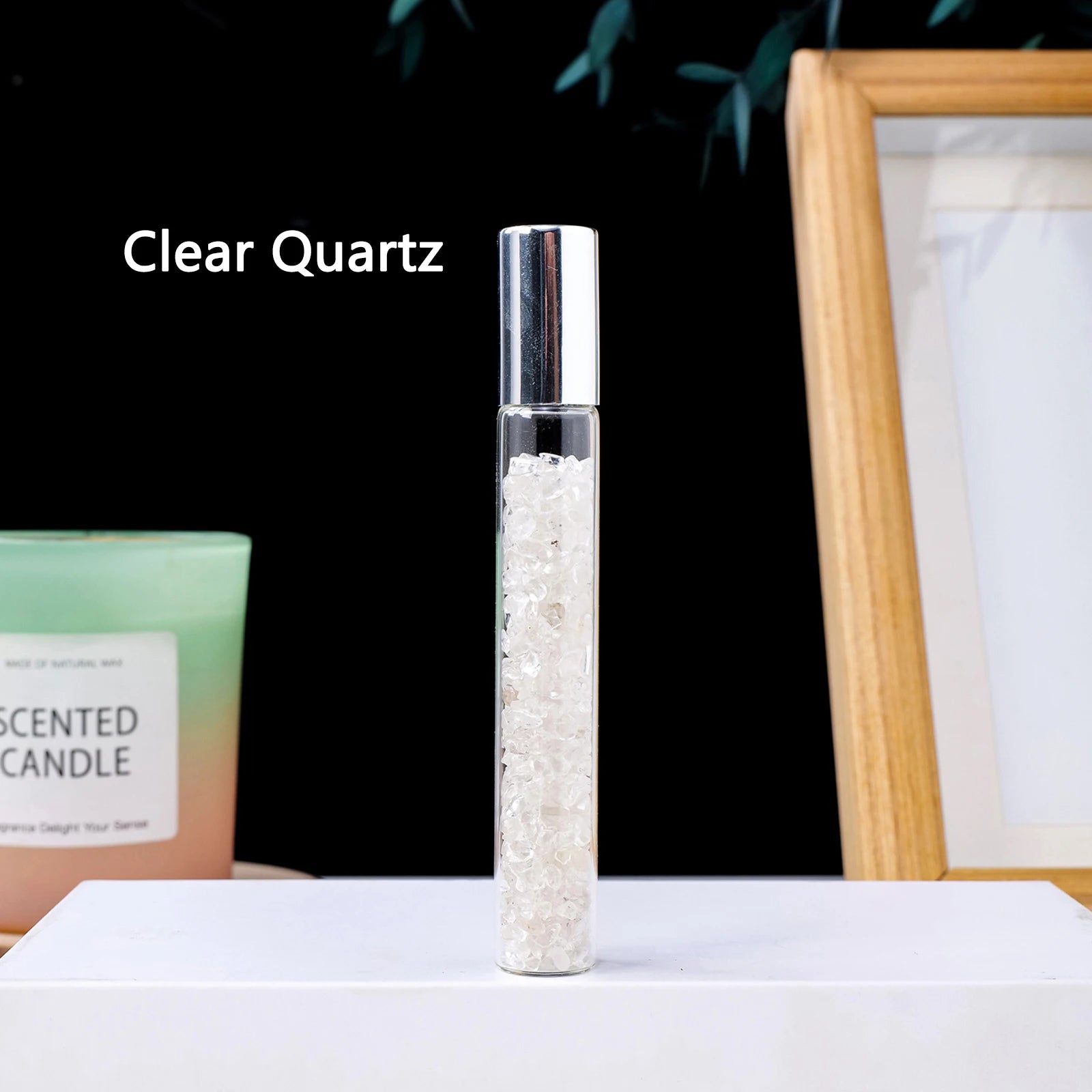 Crystal Infused Perfume Bottle — Natural Healing Stone Essential Oil Roller