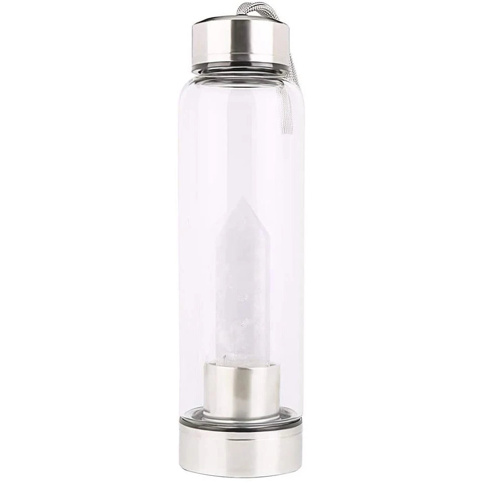 Rose Quartz Crystal Water Bottle — Love & Heart Healing Energy