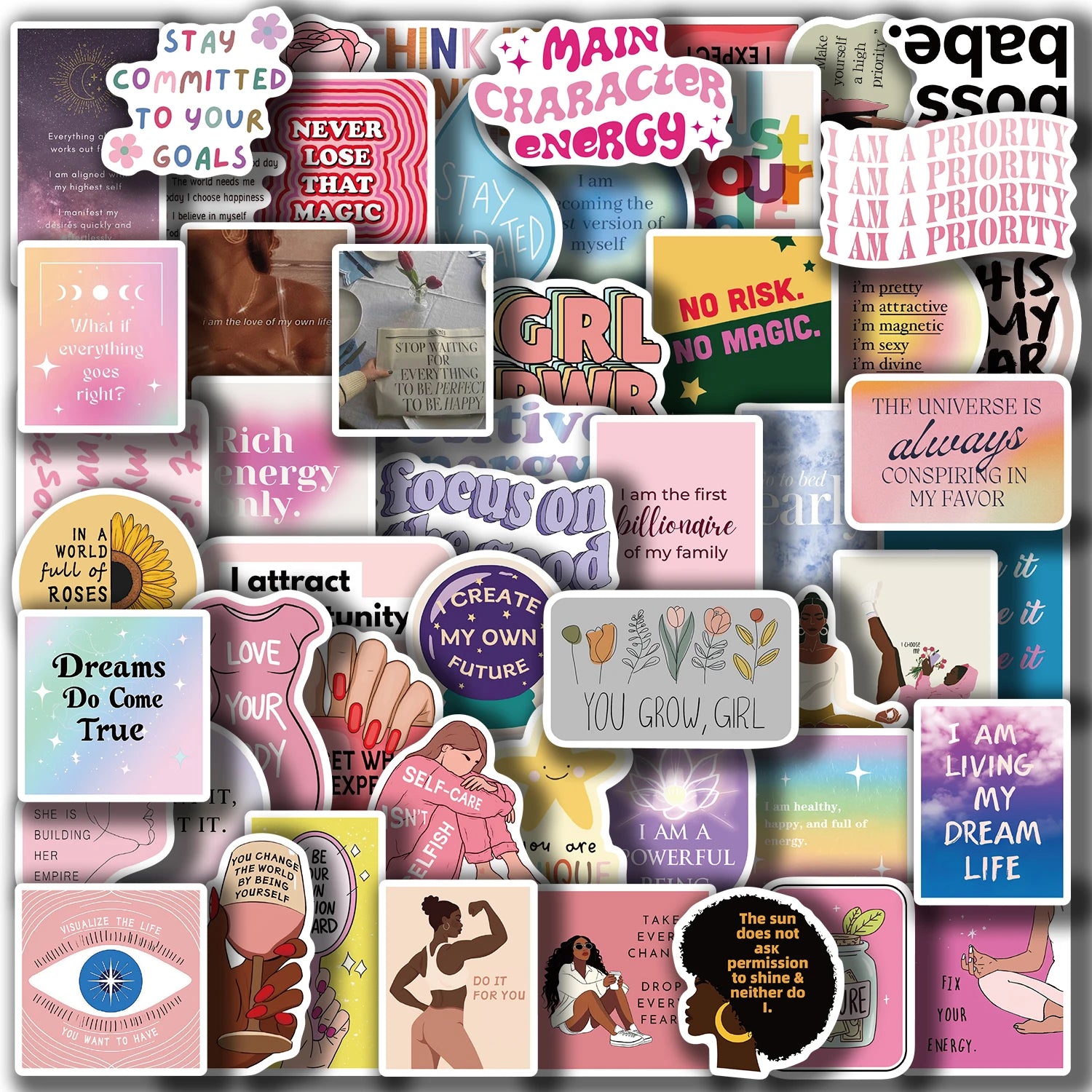 Vision Board Manifestation Sticker Kit — 52 Motivational Decals