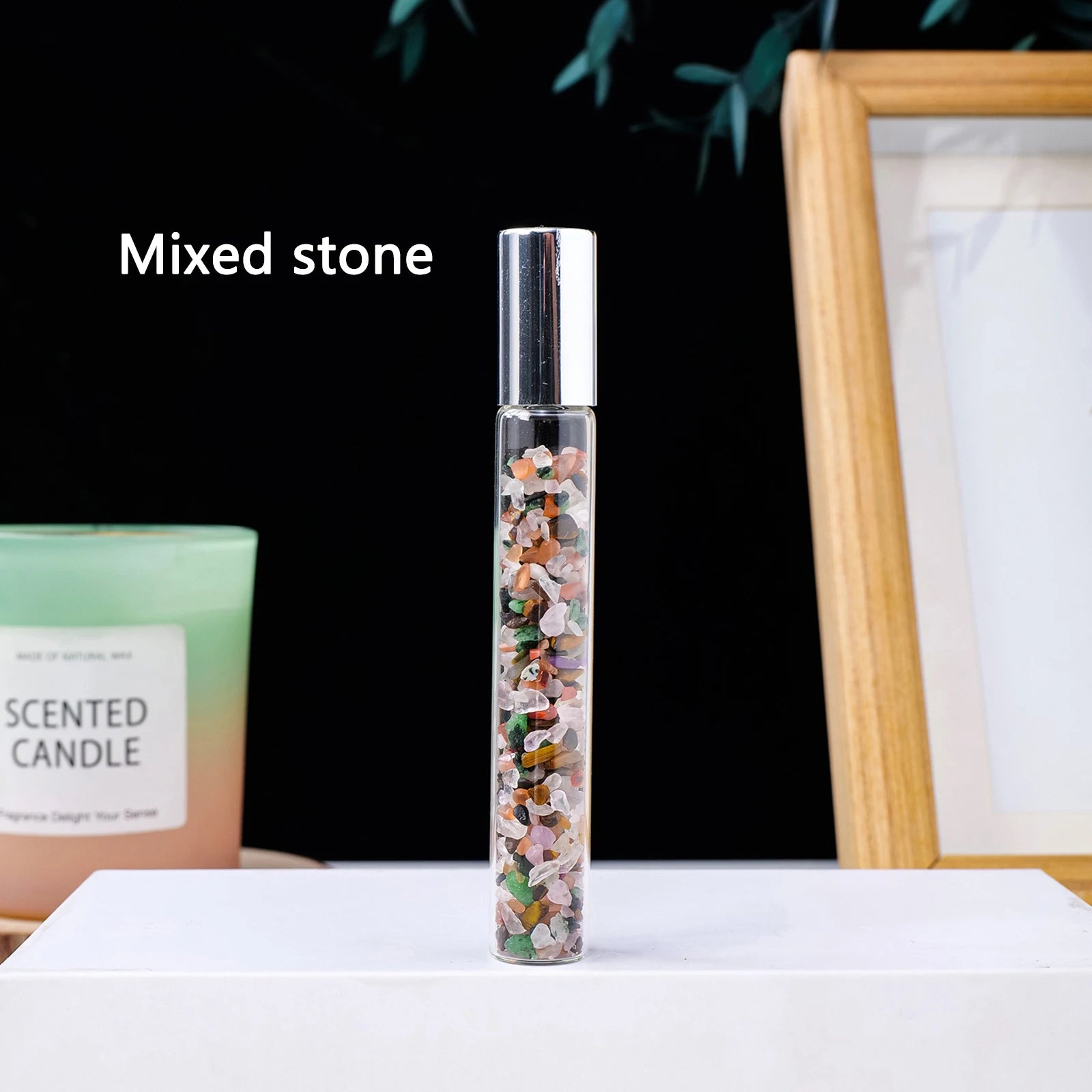 Crystal Infused Perfume Bottle — Natural Healing Stone Essential Oil Roller