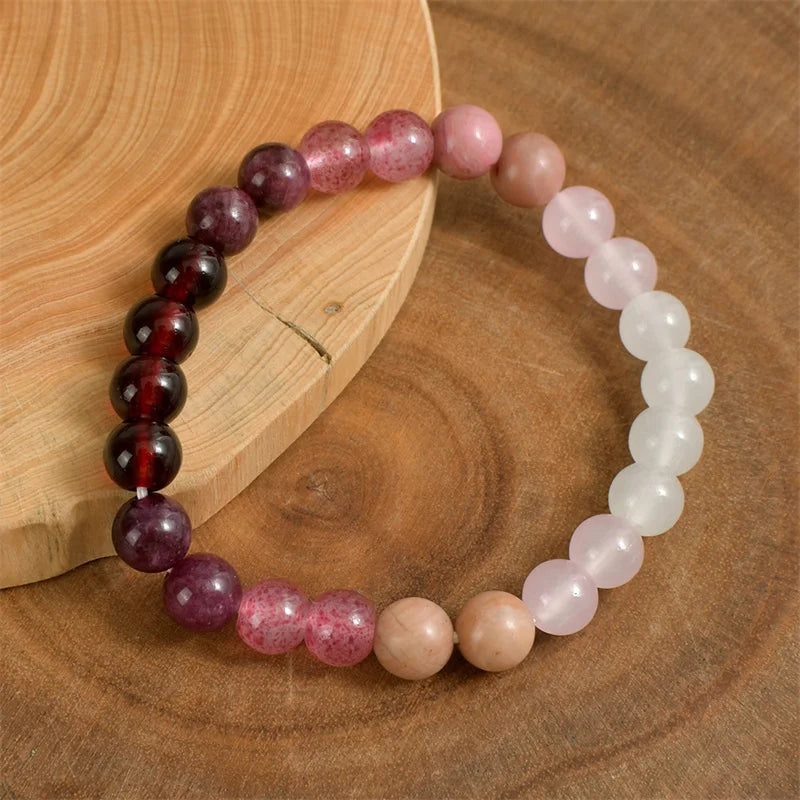 pink Amethyst Bracelet cubic self love braclet couple love gifts beautiful jewelry real natural stone beaded bangles handmade