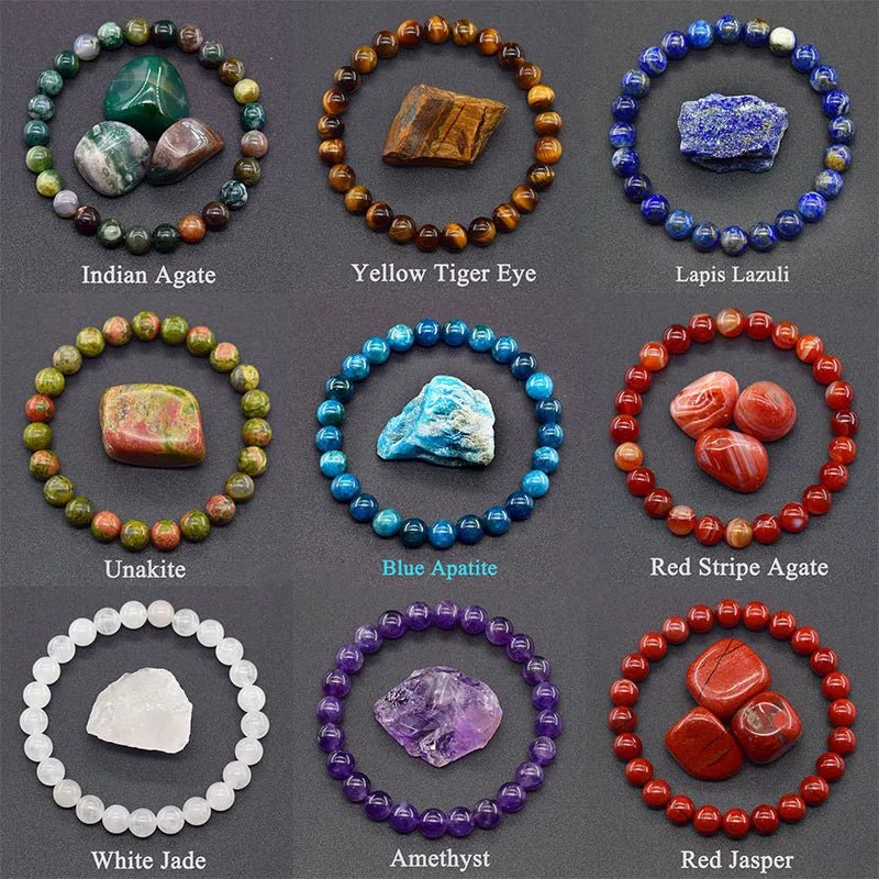 Reiki Crystal Beads Bracelet — Lapis Lazuli, Amethyst & Tiger Eye