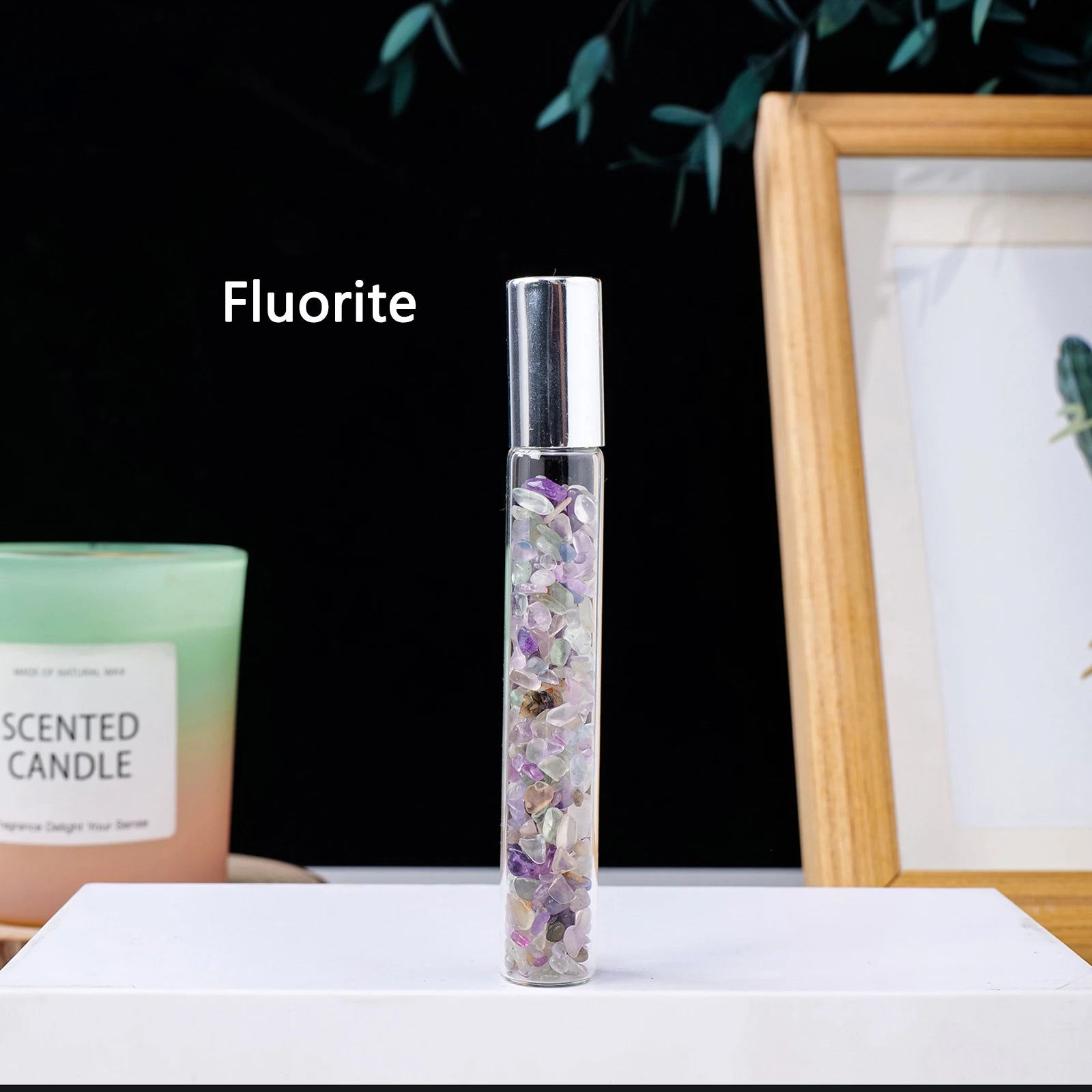 Crystal Infused Perfume Bottle — Natural Healing Stone Essential Oil Roller