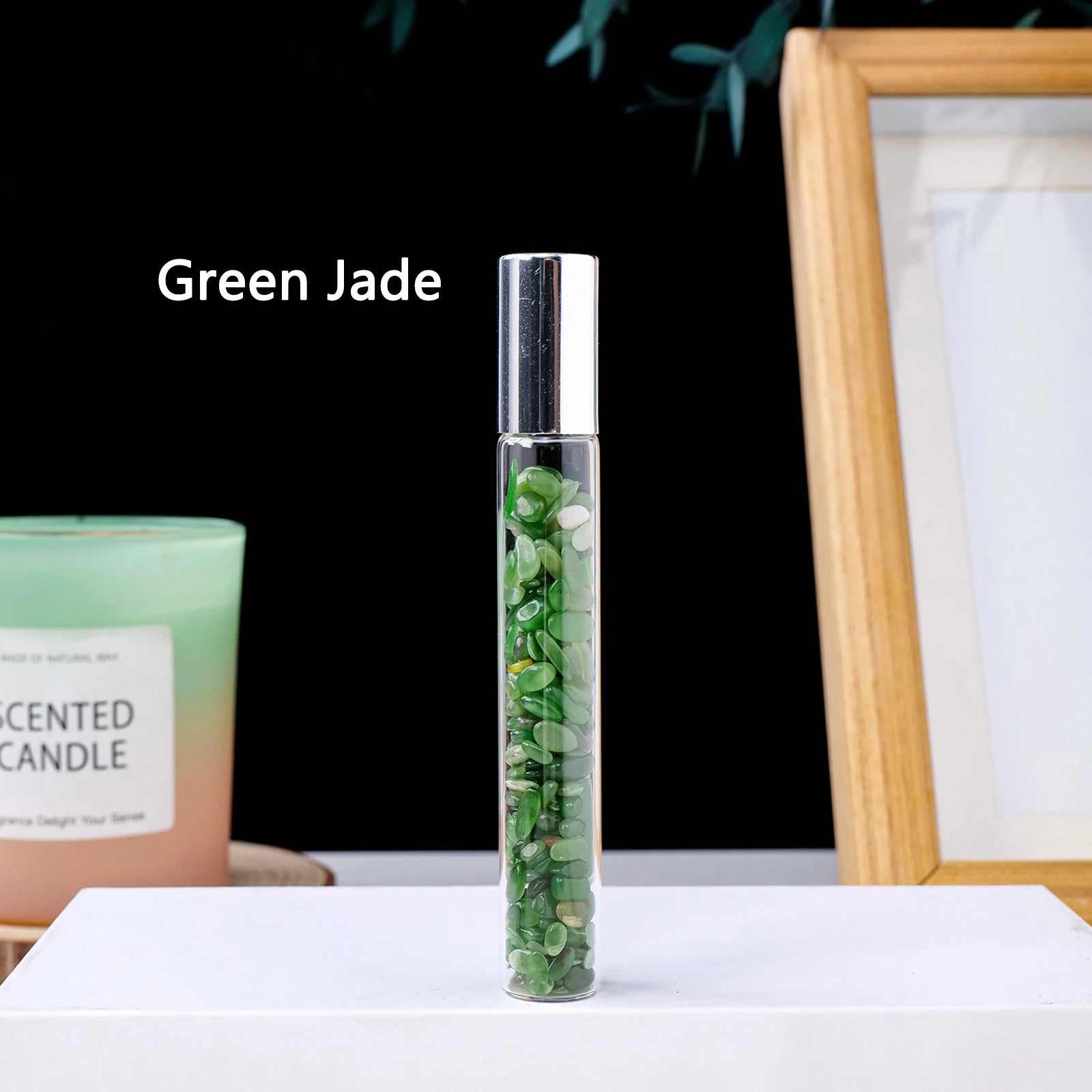 Crystal Infused Perfume Bottle — Natural Healing Stone Essential Oil Roller