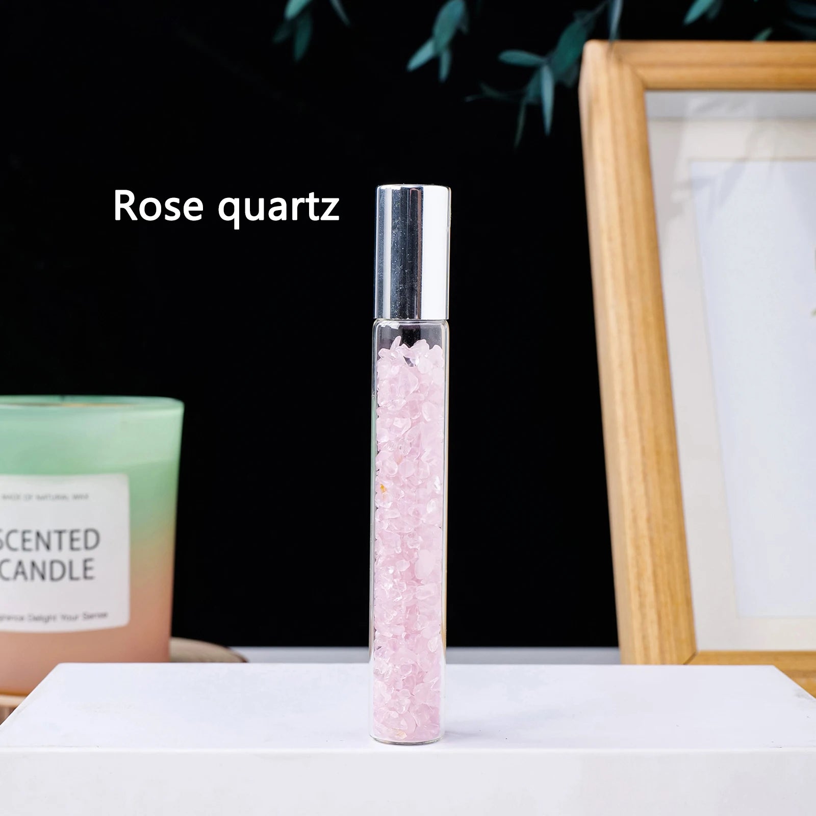 Crystal Infused Perfume Bottle — Natural Healing Stone Essential Oil Roller
