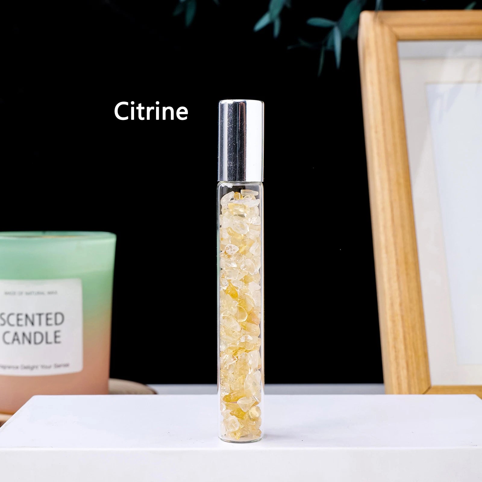 Crystal Infused Perfume Bottle — Natural Healing Stone Essential Oil Roller