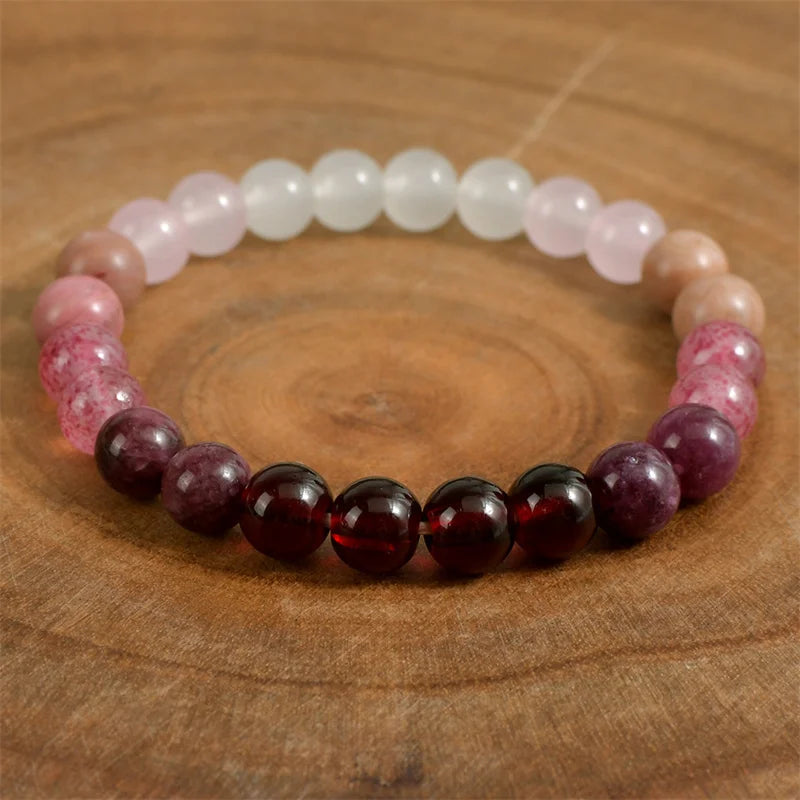 pink Amethyst Bracelet cubic self love braclet couple love gifts beautiful jewelry real natural stone beaded bangles handmade