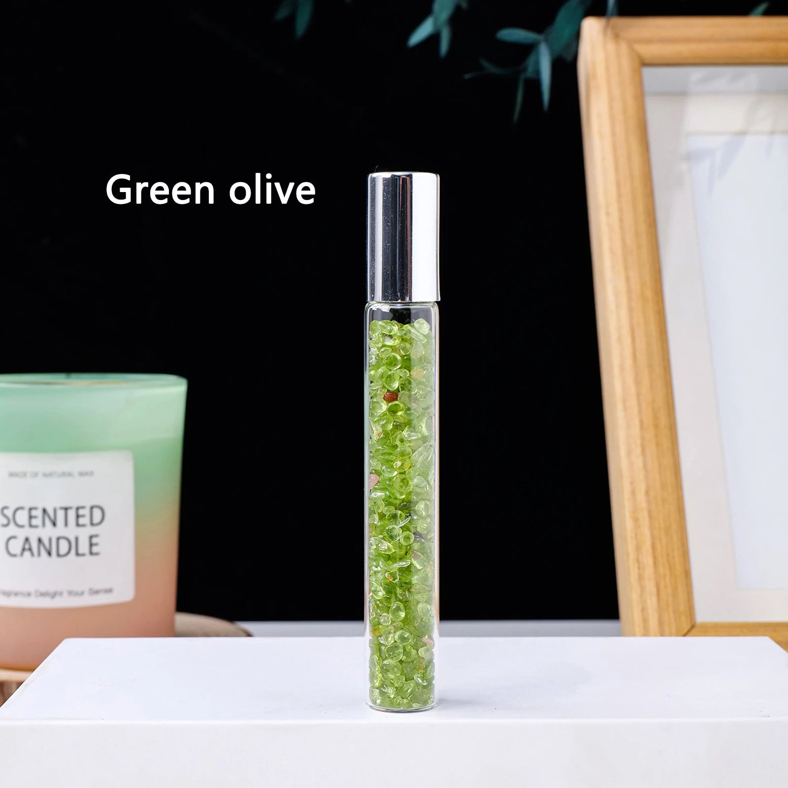 Crystal Infused Perfume Bottle — Natural Healing Stone Essential Oil Roller
