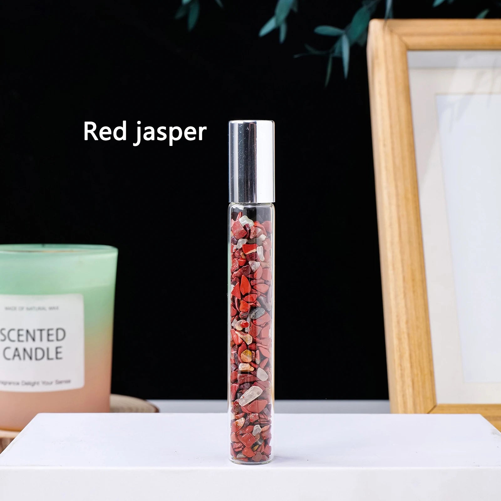 Crystal Infused Perfume Bottle — Natural Healing Stone Essential Oil Roller