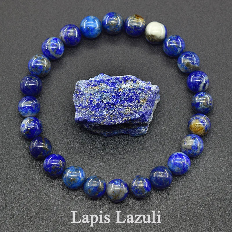 Reiki Crystal Beads Bracelet — Lapis Lazuli, Amethyst & Tiger Eye