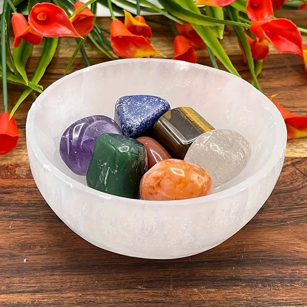 Natural Selenite Crystal Bowl — Cleansing, Charging & Home Decor