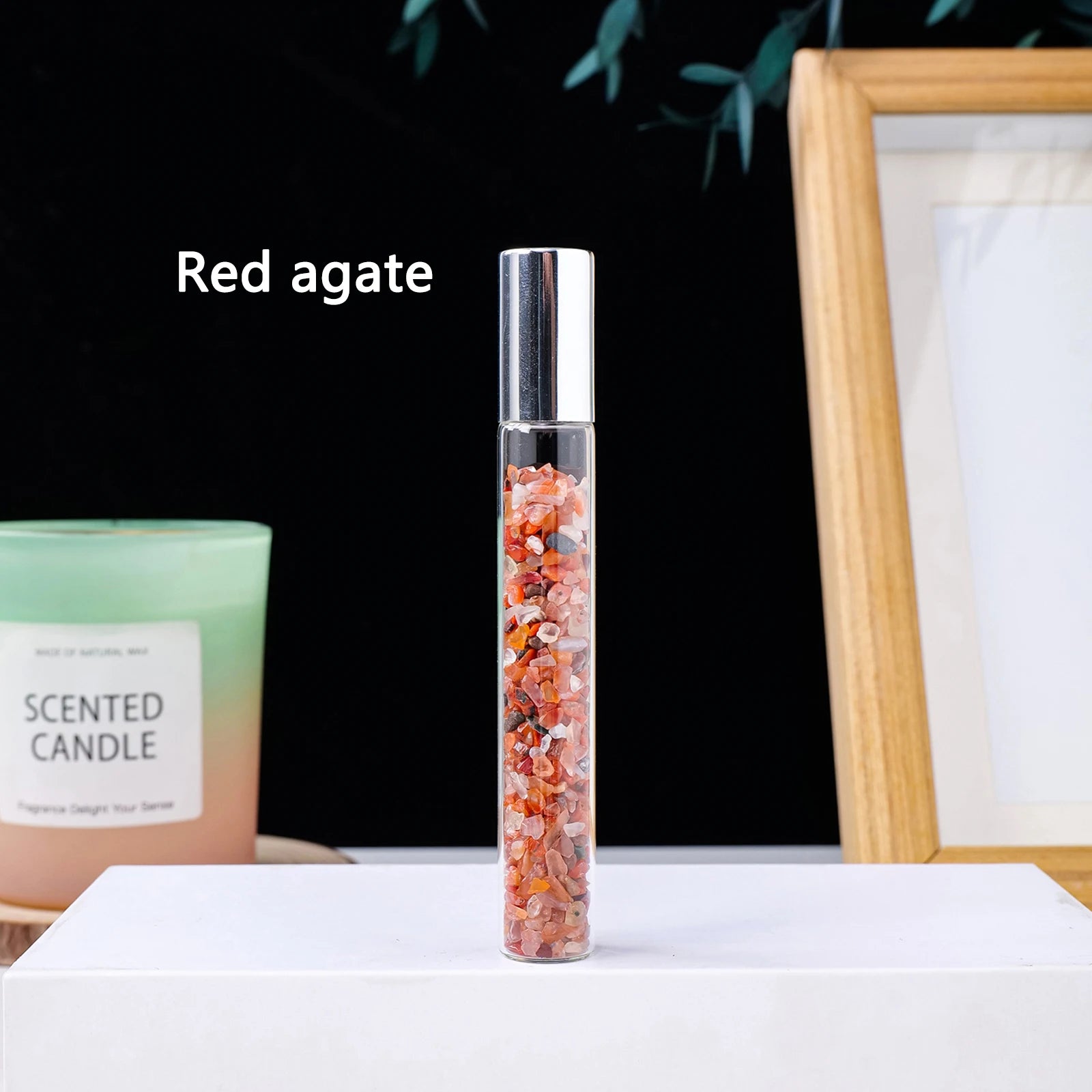 Crystal Infused Perfume Bottle — Natural Healing Stone Essential Oil Roller