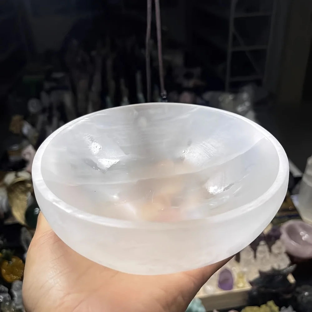 Natural Selenite Crystal Bowl — Cleansing, Charging & Home Decor