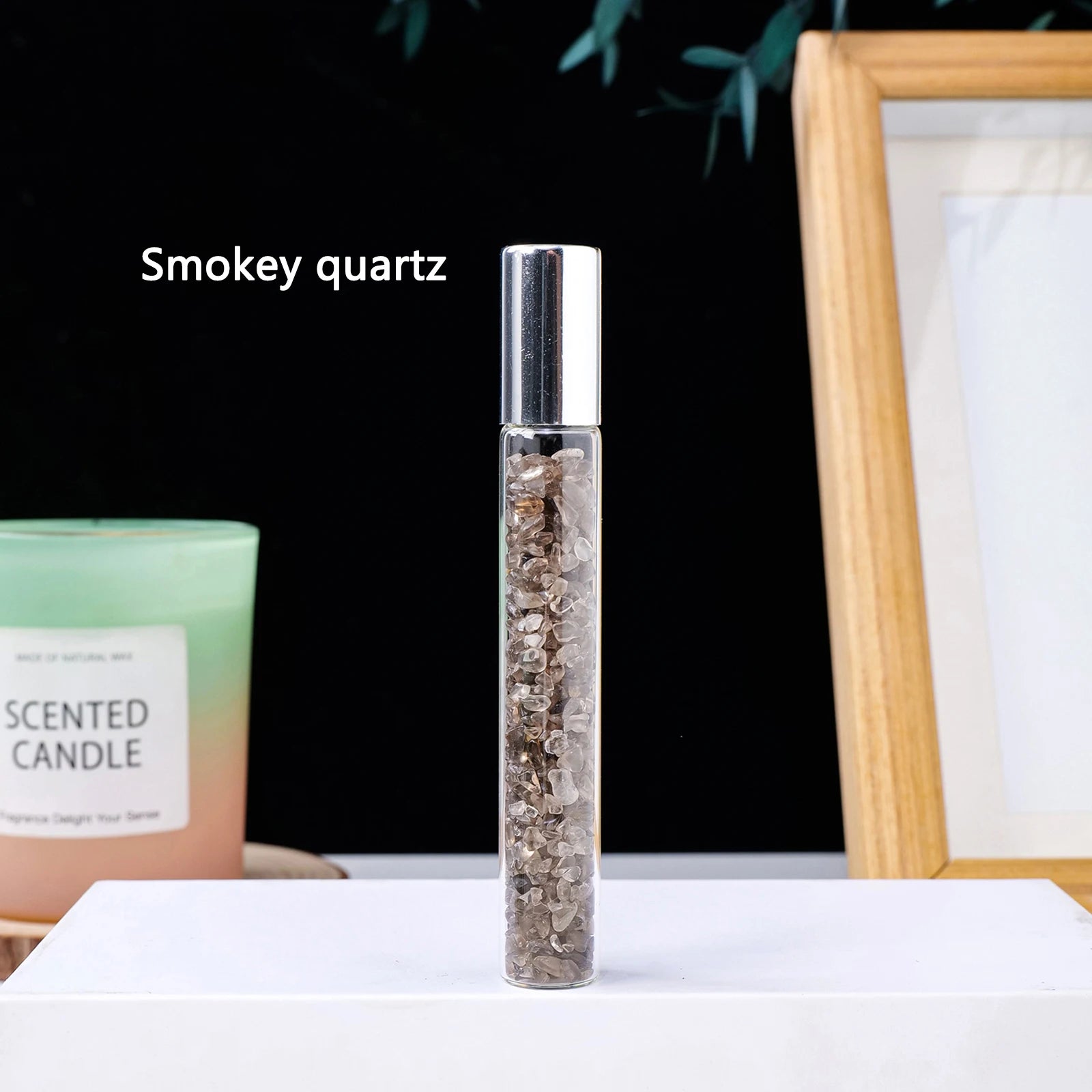 Crystal Infused Perfume Bottle — Natural Healing Stone Essential Oil Roller