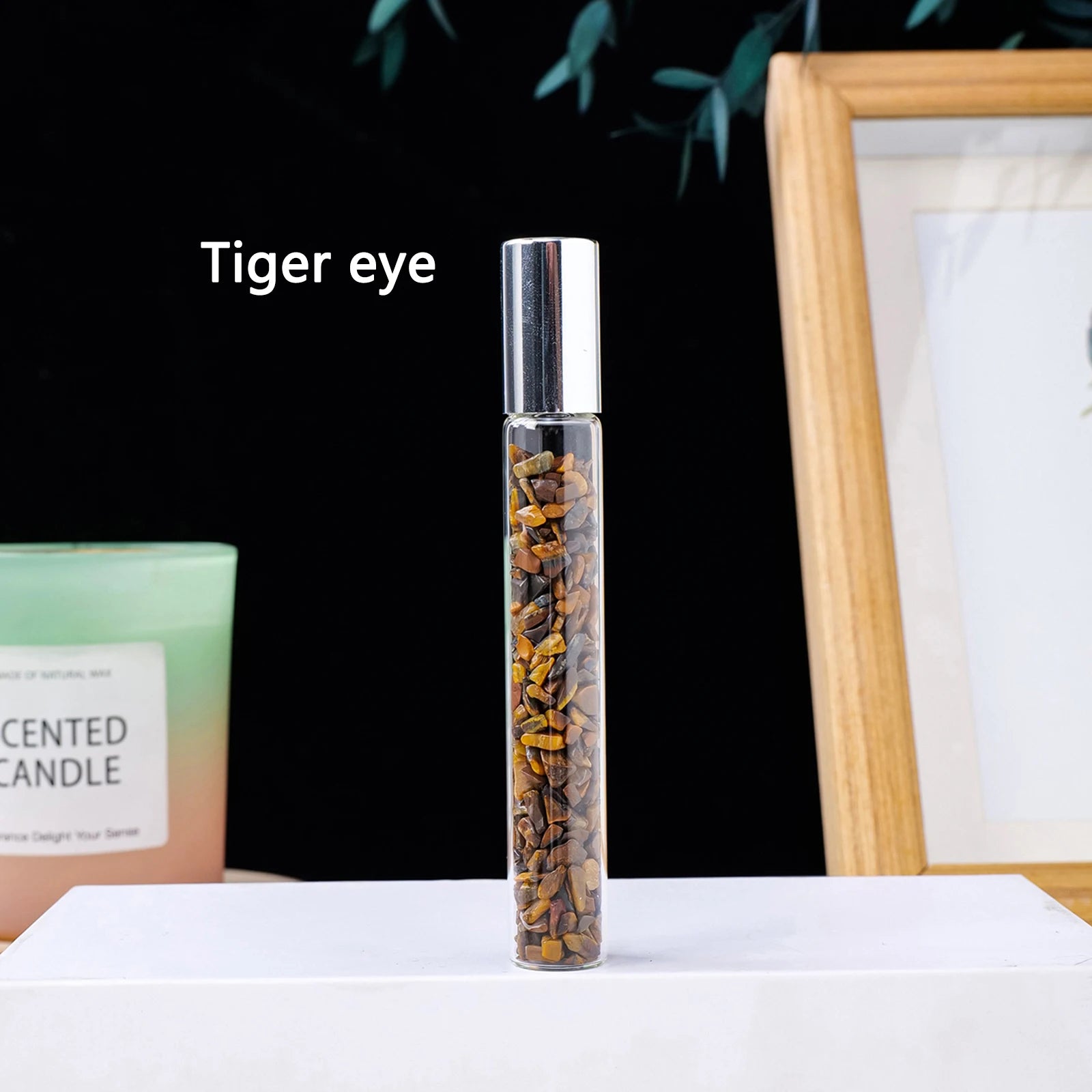Crystal Infused Perfume Bottle — Natural Healing Stone Essential Oil Roller