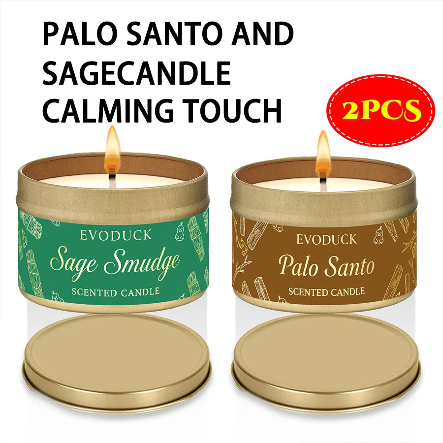 Sage & Palo Santo Smudge Candle — Energy Cleansing & Meditation