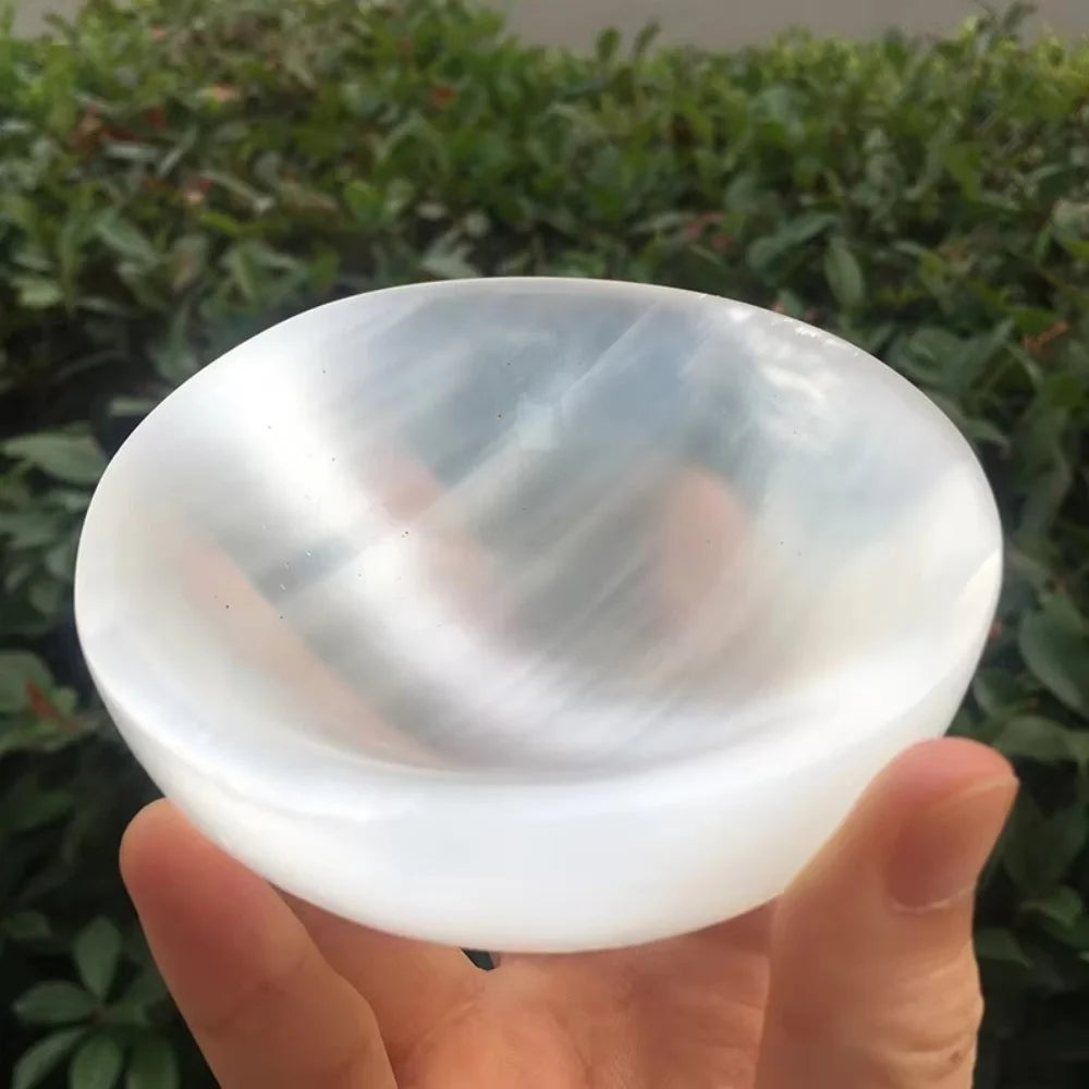 Natural Selenite Crystal Bowl — Cleansing, Charging & Home Decor