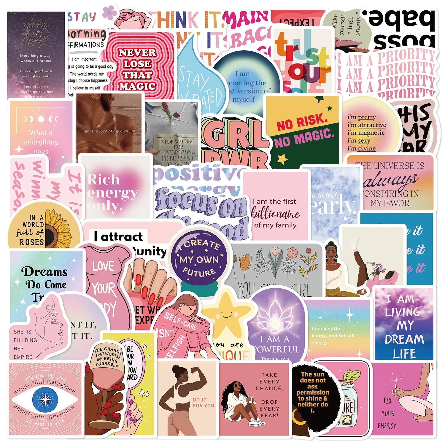 Vision Board Manifestation Sticker Kit — 52 Motivational Decals