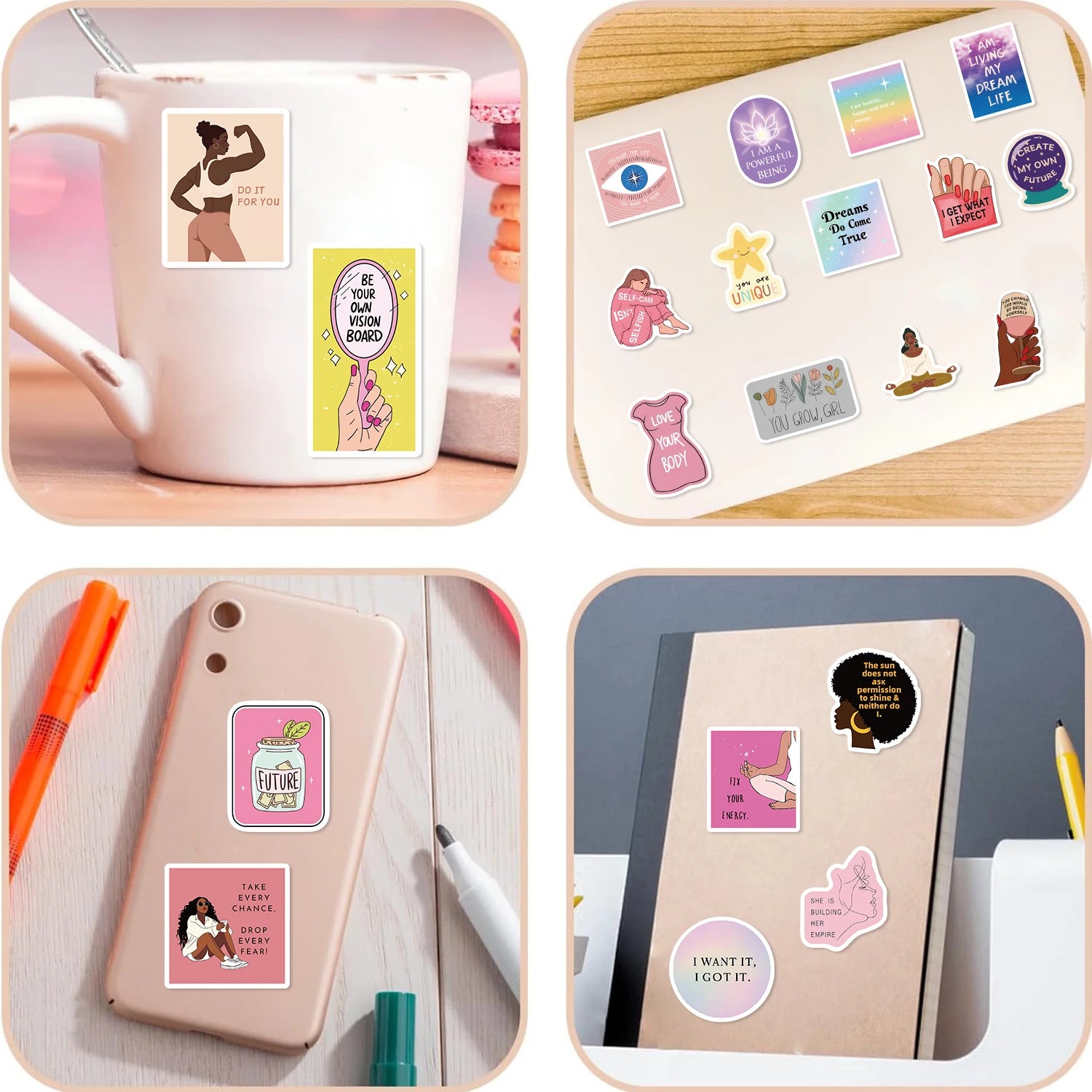 Vision Board Manifestation Sticker Kit — 52 Motivational Decals